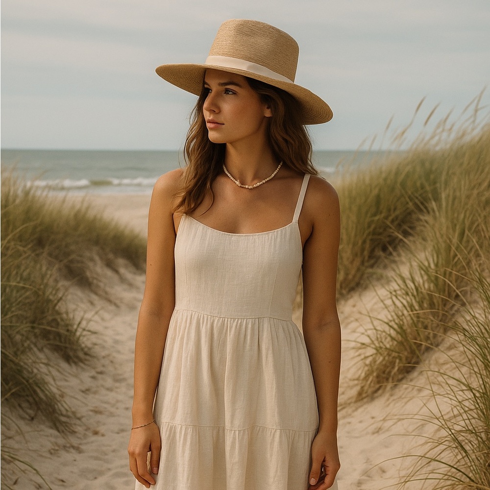 Hat Attack New York Straw Wide Brim Hat – Pinch Crown & White Ribbon